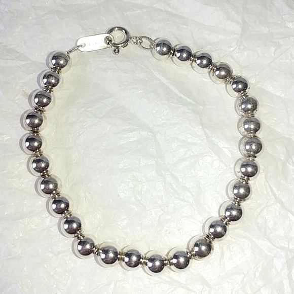Jewelry - SOLD!!! STERLING SILVER BEAD BRACELET - 7" LONG
